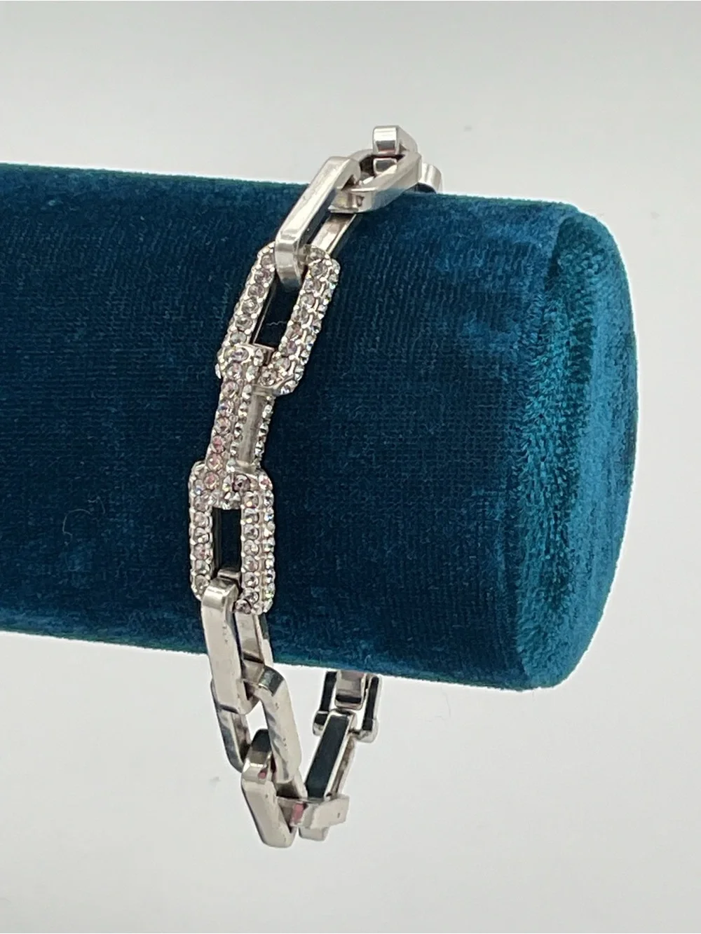 Brighton Hudson Silver Plated Link Bracelet with Crystals